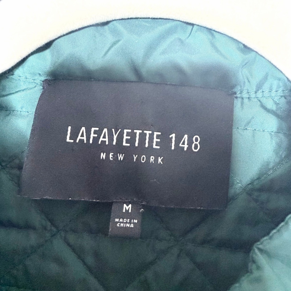 Women's LAFAYETTE 148 Green Quilted Bomber Jacket M - Picture 3 of 5